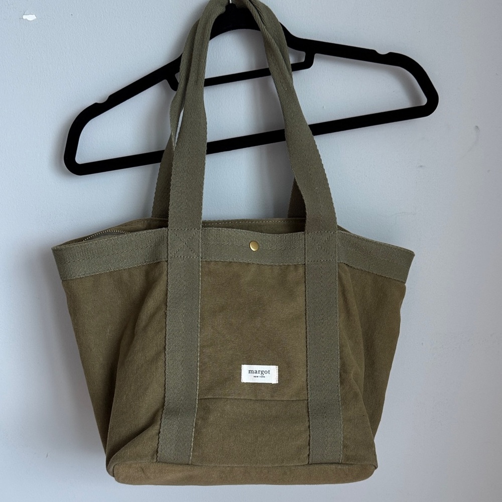 Margot Olive Canvas Tote with Sturdy Handles